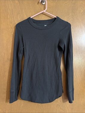 GAP Black Ribbed Long-Sleeve Thermal Tee